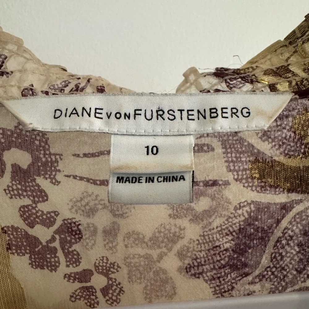 Diane Von Furstenberg Layla Gold Leaf Dress - Picture 4 of 11